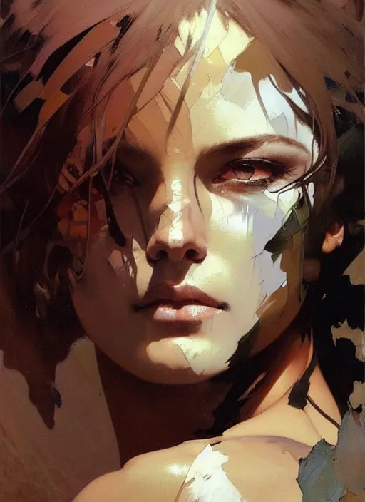 Image similar to beautiful neutral earth toned palette knife painting artwork by yoji shinkawa jeremy mann, 🤸♀, charlie bowater and magali villeneuve and alphonse mucha, gaston bussiere, craig mullins, j. c. leyendecker, by artgerm