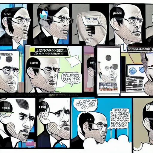 Prompt: comic book art of Steve Jobs thinking, apple, highly detailed, pop art