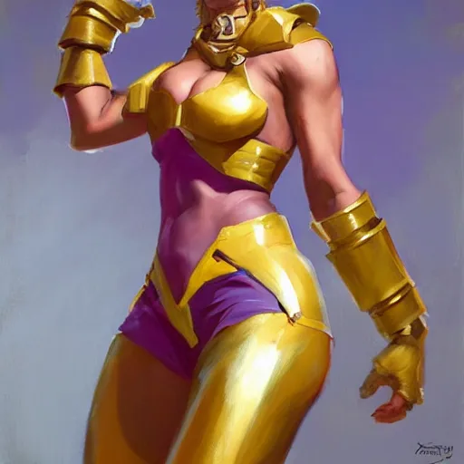 Image similar to greg manchess portrait painting of partially armored menat from street fighter as overwatch character, medium shot, asymmetrical, profile picture, organic painting, sunny day, matte painting, bold shapes, hard edges, street art, trending on artstation, by huang guangjian and gil elvgren and greg rutkowski