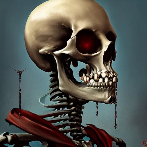 Prompt: Portrait of a necromancer skeleton by greg rutkowski, Mandy Jurgens