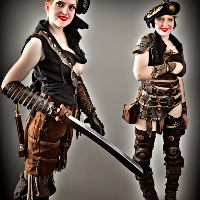 Image similar to full length photograph of a real - life very beautiful dieselpunk warrior. extremely detailed. dslr. 8 5 mm.