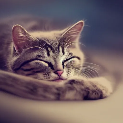 Image similar to cute cat sleeping, high quality, award winning, digital art