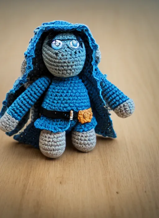 Prompt: crochet of drizzt do'urden, high quality, Sigma 50mm f/1.4