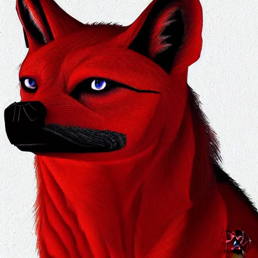 Image similar to zoomorphic a red face wolf, pepe the frog like face, digital painting, ultra sharp, by gary cook