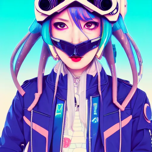 Image similar to high quality high detail 3 / 4 portrait of a hatsune miku as diesel punk character in an futuristic world, techwear, tristan eaton, victo ngai, artgerm, rhads, ross draws, hyperrealism, intricate detailed, alphonse mucha, pastel colors, vintage, artstation