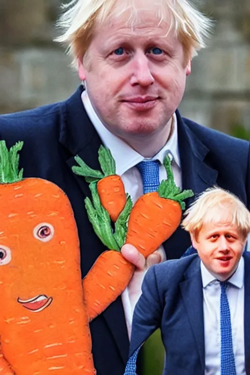 Image similar to portrait of a carrot with boris johnson's face