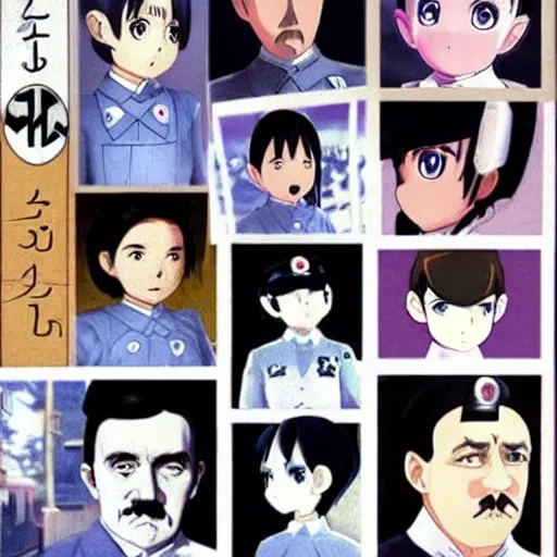 Prompt: adolf Hitler that looks like little cute anime girl by Hayao Miyazaki