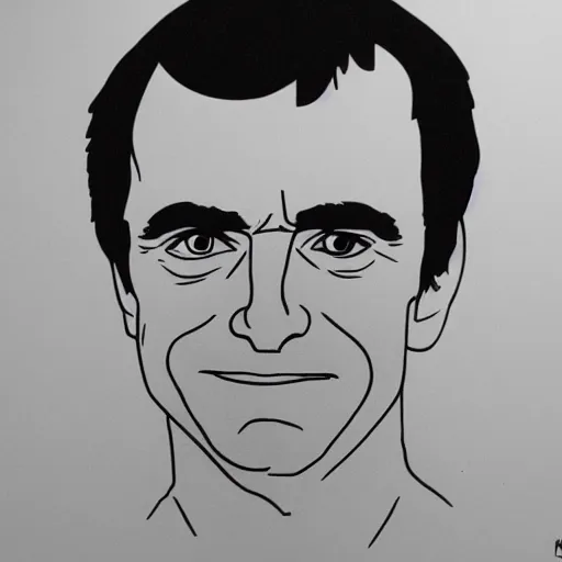 Image similar to ted bundy drawn in the style of mike judge