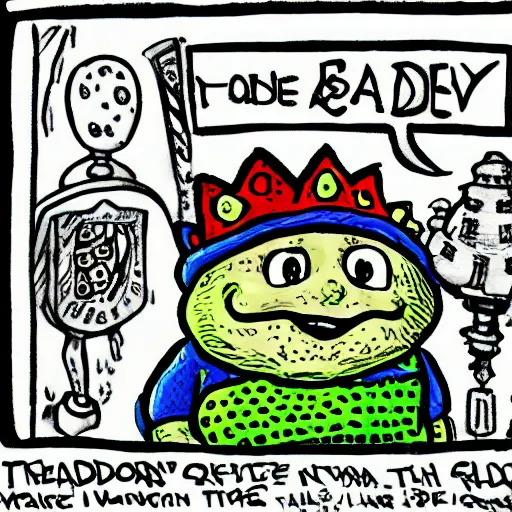 Prompt: toad queen cartoon