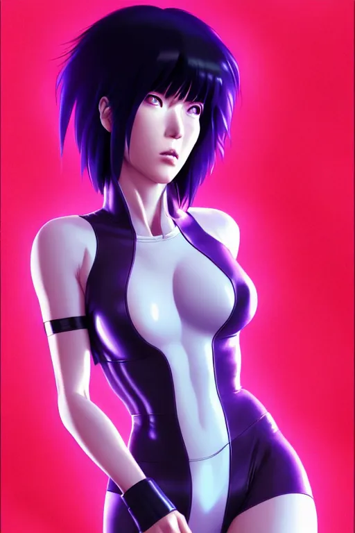 Image similar to a film still portrait of a motoko kusanagi ghost in the shell, finely detailed features : : as motoko kusanagi by pixar : : by ilya kuvshinov, rossdraws, artgerm, maxim cover, octane render, cgi, volumetric lighting, anti aliasing, raytracing : :