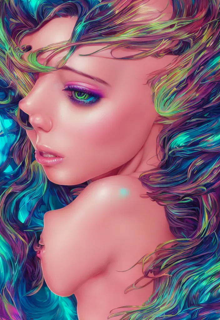 Prompt: sexy, beautiful, young woman, detailed gorgeous face, vaporwave aesthetic, synthwave, colorful, psychedelic, artstation, concept art, smooth, extremely sharp detail, finely tuned detail, ultra high definition, 8 k, unreal engine 5, ultra sharp focus, illustration, art by artgerm mary dimova, jim lee, greg rutkowski and alphonse mucha