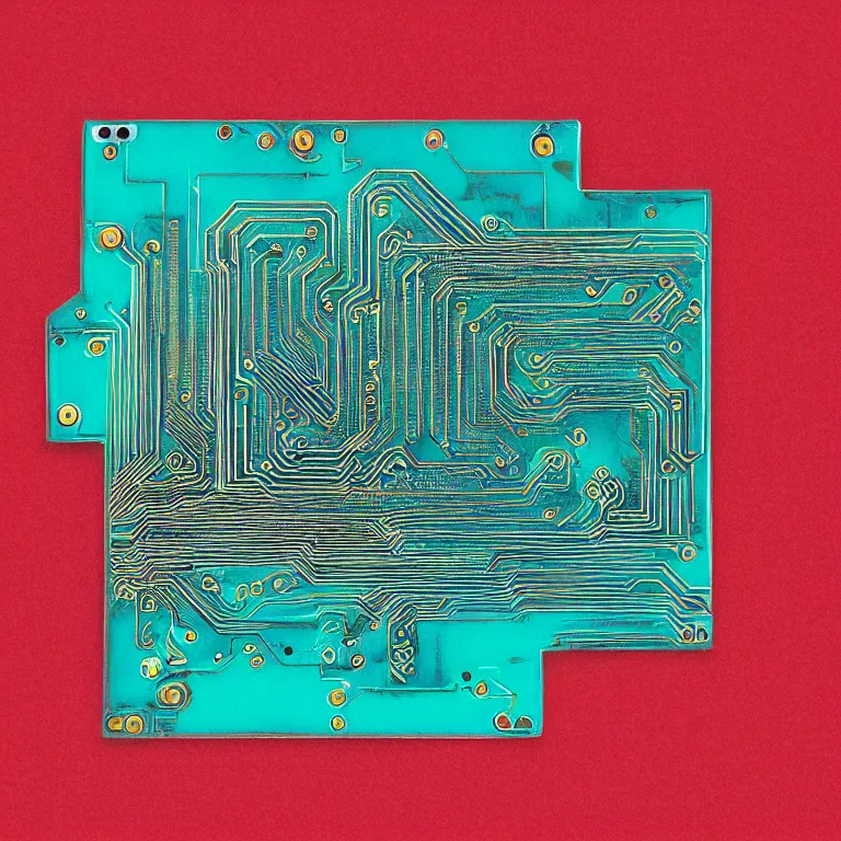 Image similar to exposed circuit boards, film photo, soft lighting album cover, nostalgia, turquoise gradient