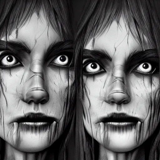 Prompt: eerie, black and white, realistic, highly detailed, trending on artstation