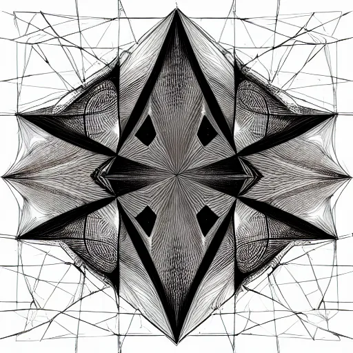 Image similar to iterated centroid triangles, barycentric subdivision, sierpinski gasket, pencil line art inspired by karol bak and dan mumford, 8 k, uhd, vray, octanerender