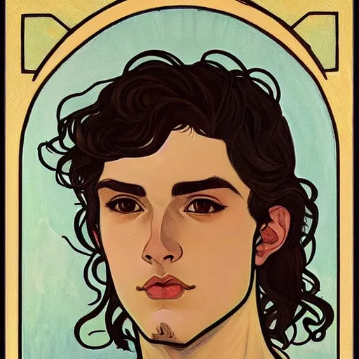 Image similar to painting of young handsome beautiful paladin elf! man with long wavy dark hair in his 2 0 s named shadow taehyung at the blueberry party, wearing armor!, elegant, clear, painting, stylized, delicate, soft facial features, art, art by alphonse mucha, vincent van gogh, egon schiele,