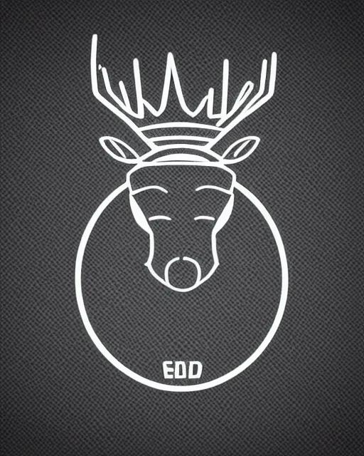 Image similar to 2 d logo, stag wearing a crown, vector line art, polygon