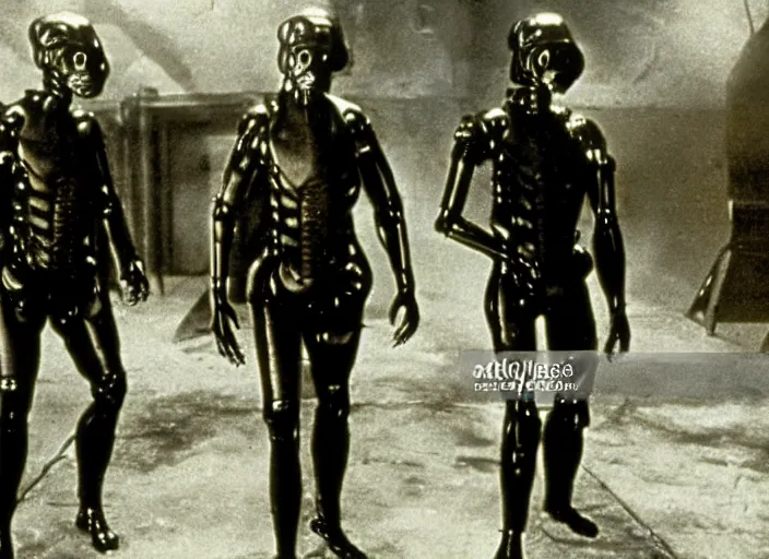 Prompt: Scene from the 1914 science fiction film The Terminator