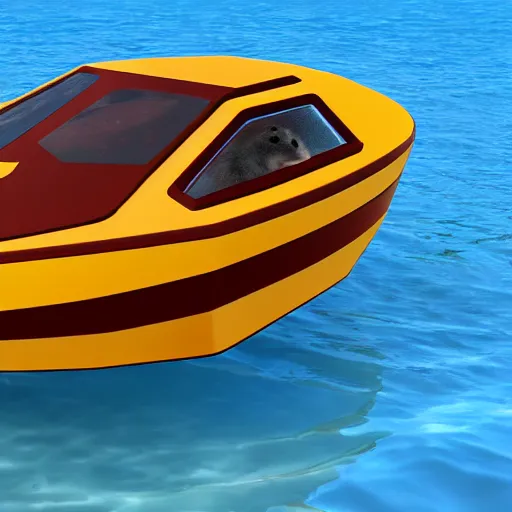 Image similar to a hamster inspired speed boat in the ocean, 4 k, highly - detailed, concept render art