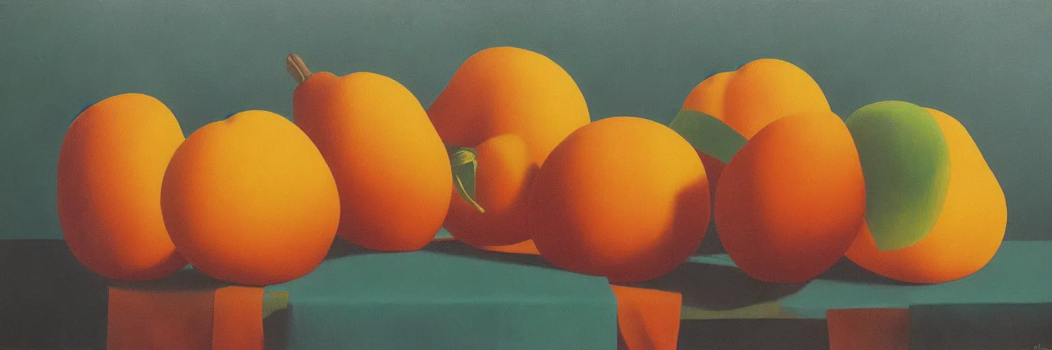 Prompt: fruit oil painting magritte