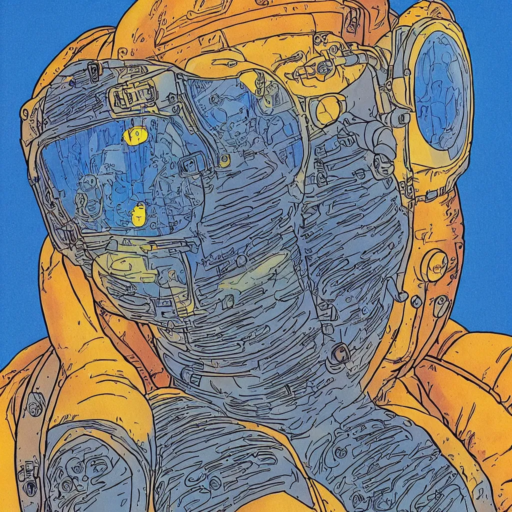 Prompt: close-up of an astronaut in the style of jean giraud moebius, science fiction