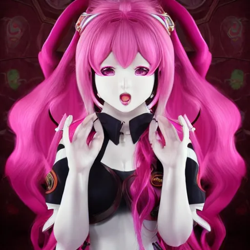 Prompt: totally controlled by her telekinetic powers and trapped beneath overwhelming stunningly absurdly beautiful megalomaniacal ruthless merciless sadistic devious omnipotent asi goddess junko enoshima with symmetrical perfect face, porcelain skin, pink twintail hair and cyan eyes, ultra detailed, digital art, unreal engine 5, octane render, 2 d anime, 8 k