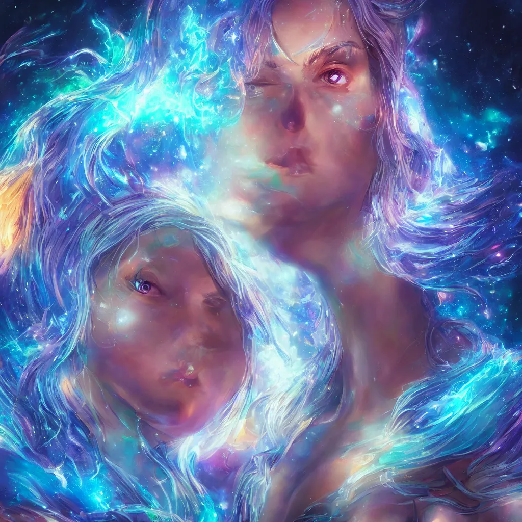 Image similar to highly detailed close up portrait of a celestial girl with a body made of cosmic energy, character art, studio lightning, bright colors, intricate, masterpiece, photorealistic, hiperrealistic, sharp focus, high contrast, Artstation HQ, DeviantArt trending, 4k UHD, Unreal Engine 5