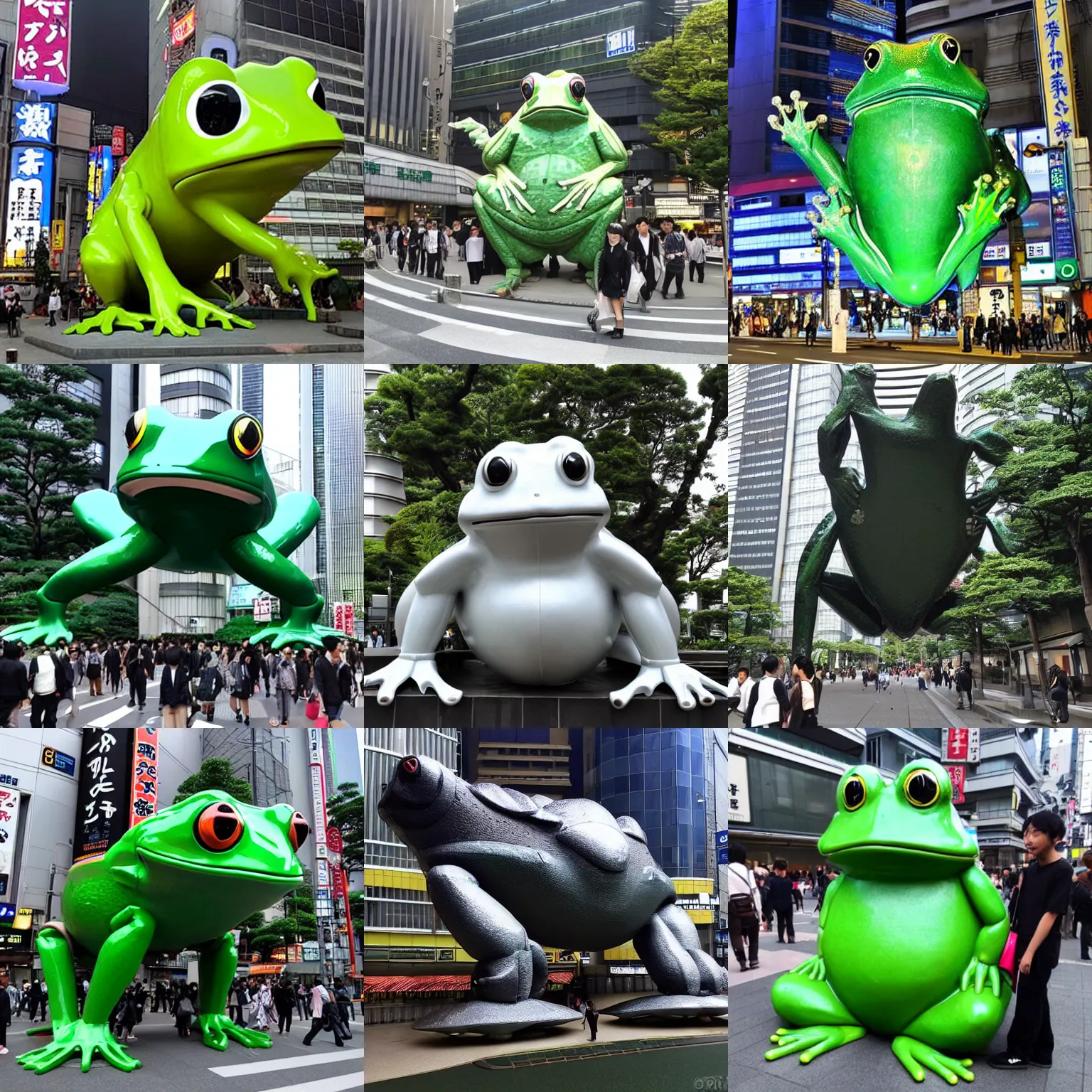 Prompt: Giant mechanical frog in Tokyo city