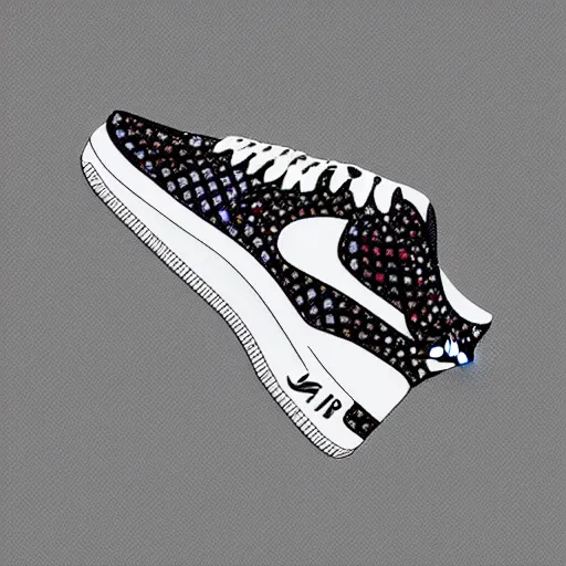 Image similar to nike airforce 1 made of diamond stones, digital art