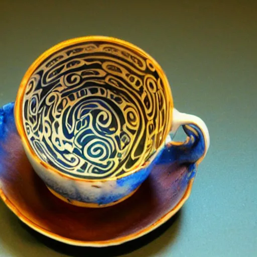 Prompt: teacup maori art