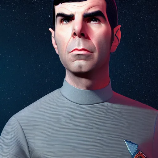 Image similar to ZACHARY QUINTO SPOCK, hyperdetailed + artstation + cgsociety + 8k