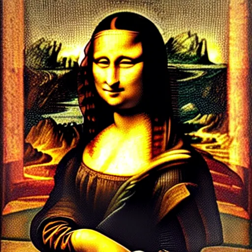 Prompt: a beautiful roman mosaic of the mona lisa