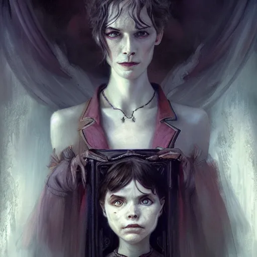 Prompt: beatrice baudelaire, a series of unfortunate events, surreal, phantasmagoric, dreary, wonderful masterpiece, highly detailed, deep focus, digital painting, smooth, dramatic illumination, ultra realistic, 4 k, art by greg rutkowski wlop rossdraws