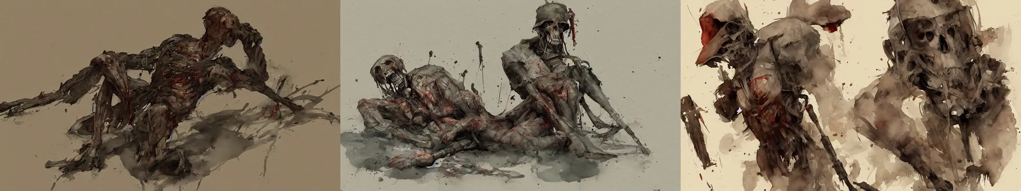 Prompt: corpse of a soldier, papyrus, watercolored, dieselpunk, artstation