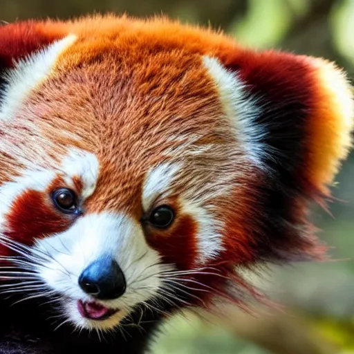 Prompt: a red panda wearing a hat