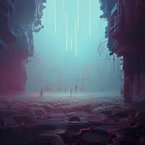 Image similar to existential dread, intricate, abstract, magical, wacky, dreadful, horror, by Tooth Wu, by WLOP, by Beeple, by Dan Mumford, by Greg Rutkowski, Octane Render, digital painting highly detailed