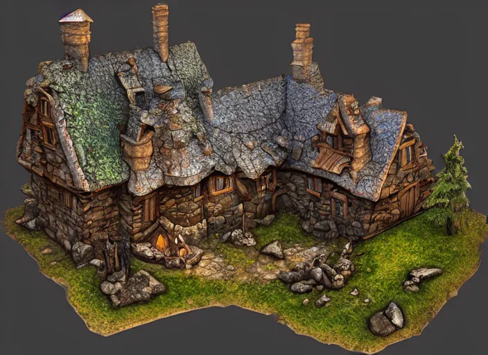 medieval vampire village house, 3d model, miniature, | Stable Diffusion