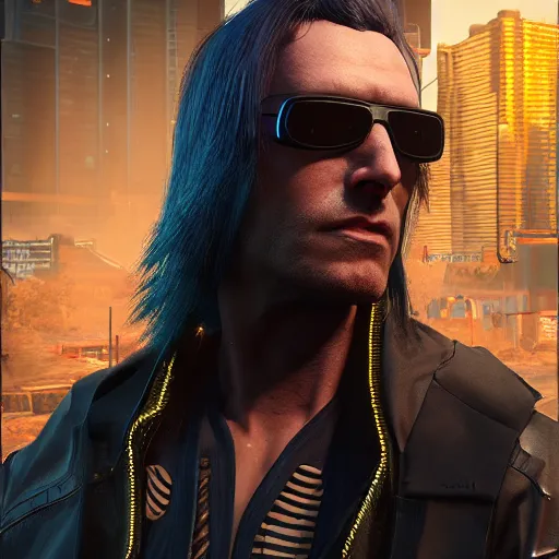 Prompt: cyberpunk 2 0 7 7, johnny silverhand, artstation, style of marcin blaszczak, concept by lea leonowicz, in - game hair by bill daly, blender, zbrush, marvelous designer substance, 3 d painter photoshop, photoshop, maya