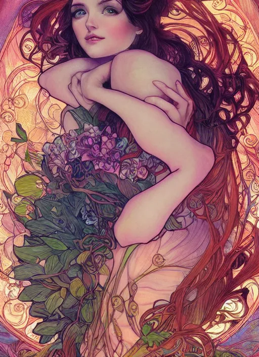 Image similar to Nature Goddess, ambient lighting, 4k, josephine wall, alphonse mucha, lois van baarle, ilya kuvshinov, rossdraws, artstation