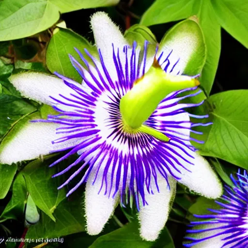 Prompt: a hybrid between a passion flower and love in the mist, plants, depth of field