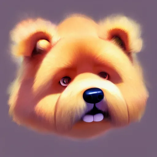 Image similar to goro fujita ilustration a dog of the chow chow breed drinks, clean, fluffy with a lot of hair, happy by goro fujita, painting by goro fujita, sharp focus, highly detailed, artstation