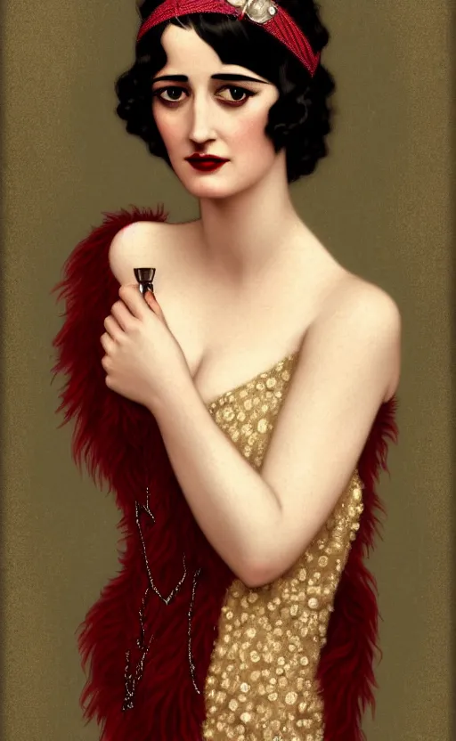 Prompt: portrait en buste flapper girl eva green, vesper lynd, vannessa ives, traditional corsican, intricate, highly detailed, artstation, illustration, jurgens, rutkowski, bouguereau, roaring 20s, 1920s gaudy color