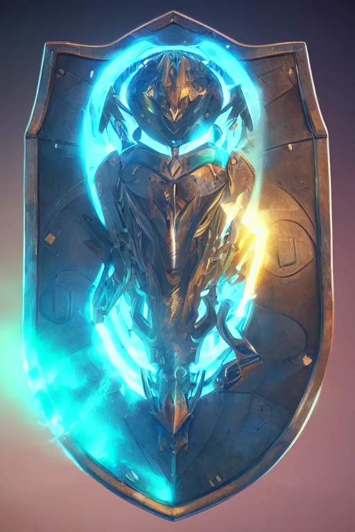 Image similar to shield fantasy epic legends game icon stylized digital illustration radiating a glowing aura global illumination ray tracing hdr fanart arstation by ian pesty and katarzyna da „ bek - chmiel