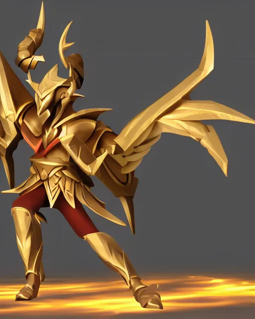 Image similar to stylistic render of Azir League of Legends epic dynamic pose