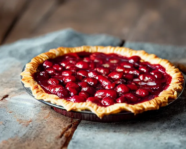 Image similar to dslr food photograph of a cherry pie, 8 5 mm f 1. 4