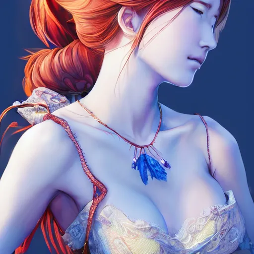 Image similar to the portrait of a blueberry that resembles an absurdly beautiful, graceful, elegant, sophisticated anime girl, an ultrafine hyperdetailed illustration by kim jung gi, irakli nadar, intricate linework, bright colors, octopath traveler, final fantasy, unreal engine 5 highly rendered, global illumination, radiant light, detailed and intricate environment