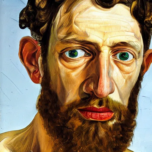 Image similar to high quality high detail painting by lucian freud, hd, portrait of jesus