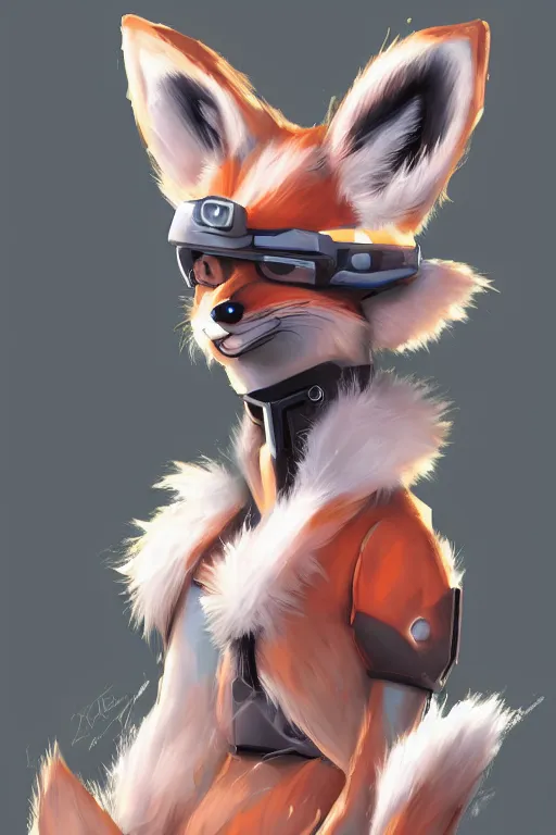 Image similar to a fox fursona, trending on artstation, by kawacy, furry art, digital art, cyberpunk