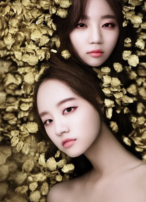 Prompt: Kodak Portra 400, 8K, soft light, volumetric lighting, highly detailed, KPOP style 3/4 ,portrait photo of LalisaManobal princess, the face emerges from a thermal water flowing down gold travertine terraces, with lotus flowers, inspired by Ophelia paint , a beautiful luxurious royal suit, intricate hair with highly detailed realistic beautiful flowers , Realistic, Refined, Highly Detailed, ethereal lighting colors scheme, outdoor fine art photography, Hyper realistic, photo realistic
