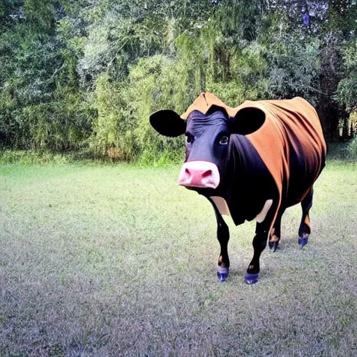 Image similar to nice cage in a cow suit, digital photography,