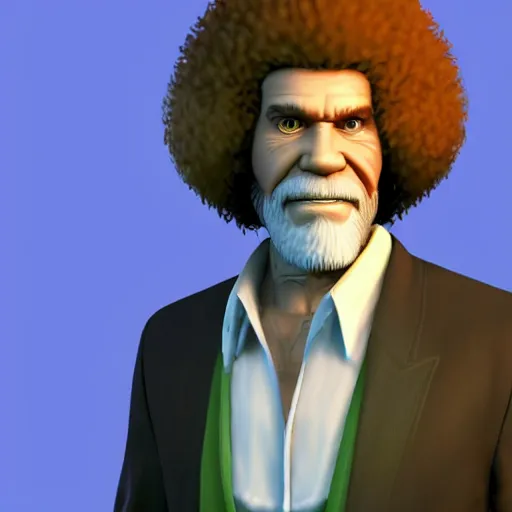 Prompt: Bob Ross as a Square Enix Villain 2005 JRPG cinema 4d render, Ray tracing reflection, natural lighting, Unreal Engine award winning photography